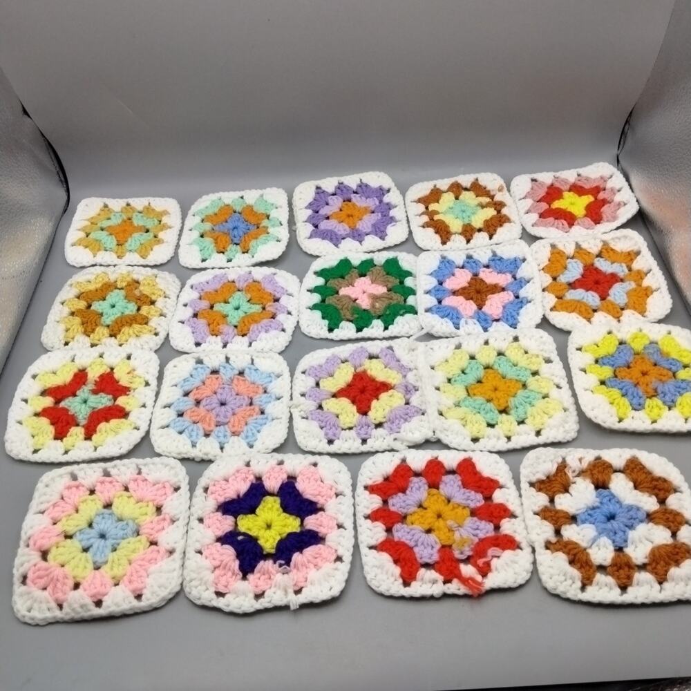 Granny Square LOT OF 19 pieces - Crochet Afghan, Scarf, Pillows, Bags and more!